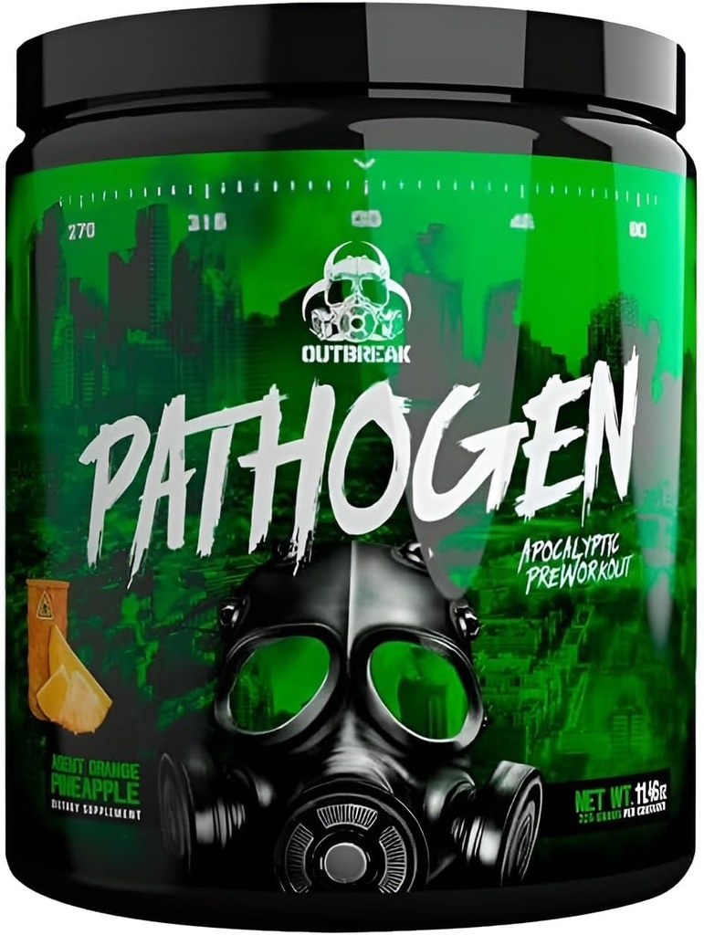 Pathogen Pre Workout - Energy Booing Preworking Powder, Energy Inducing Stimulants and Muscle Pump Evoking Compounds (Agent Orange- Ananas, 11.45 oz.)