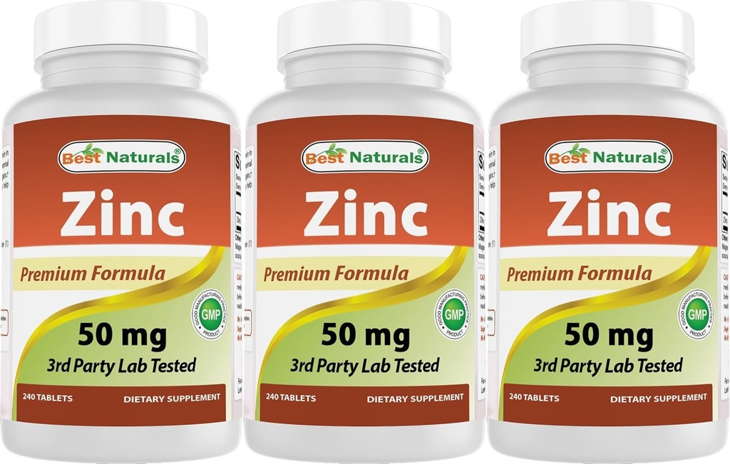 Nejlepší Naturals Zinek dodatek jako zink Gluconát 50 mg 240 Tablety Balení 3