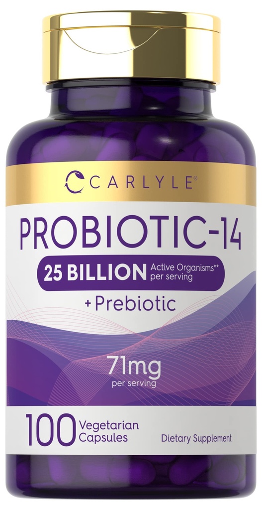 Carlyle Probiotika pro muže a ženy CFU 124; 25 miliard CFU 124; s Prebiotika CF124; 100 kapslí CF124; Vegetariánské, Non- GMO, & gluten zdarma dodatek