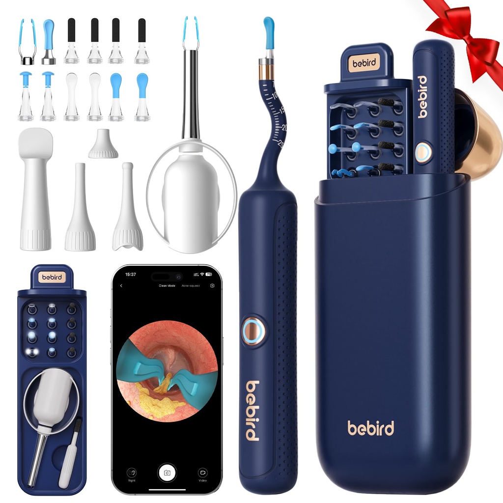 Bebird Earsight Plus R37R Čisticí kamera Wax Odstranění nástroje, Flexibilní Ušní rozsah Otoskop Kamera Light, Visual Ušní Picker Bezdrátové Odstranění ušního vosku Tweezery pro dospělé a děti