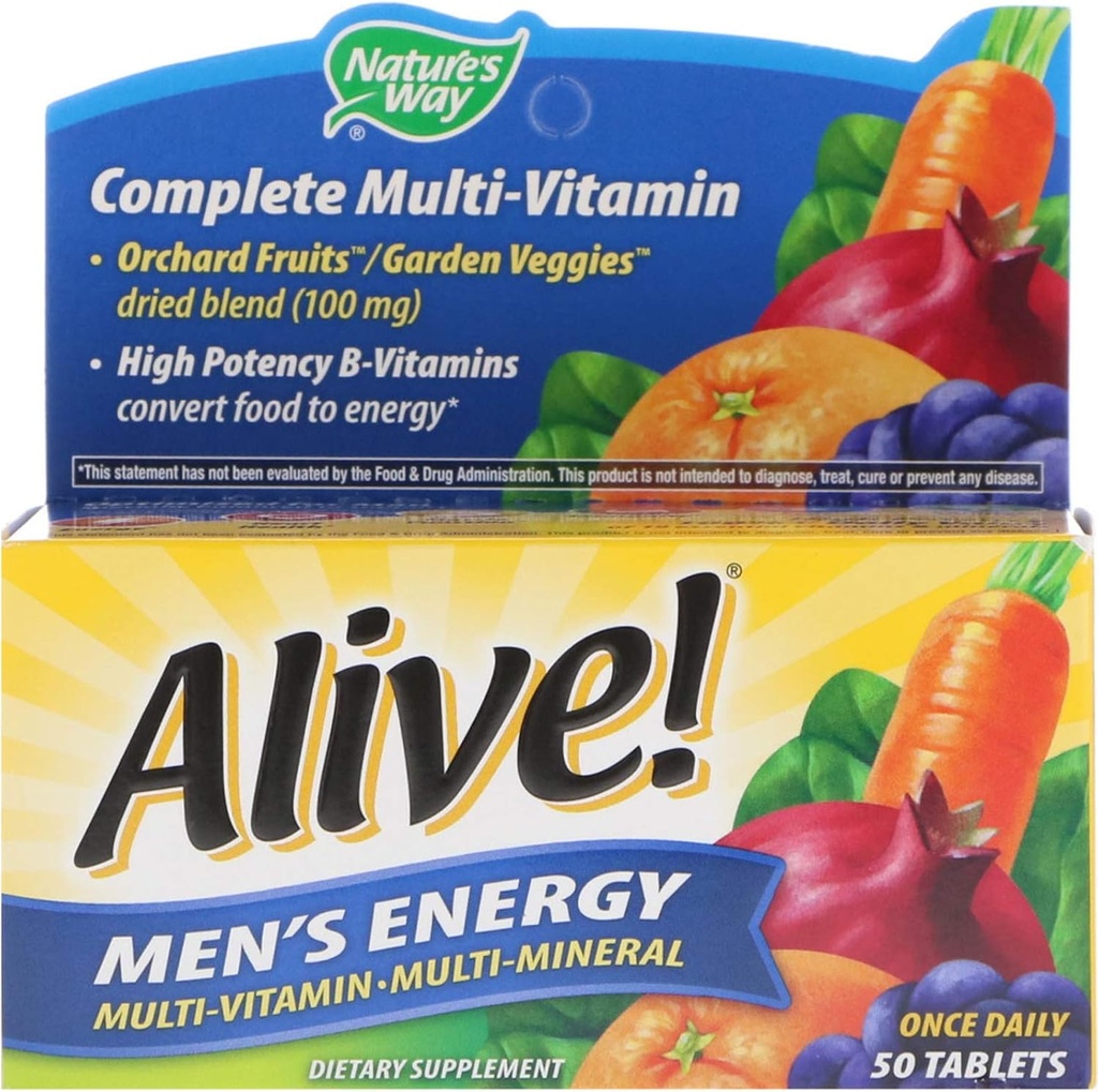Příroda žije! Men 's Energy Complete Multivitamine, High potency B-Vitamíny, 50 tablet