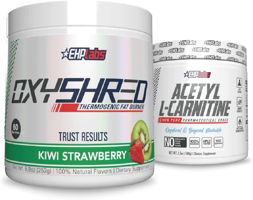 EHP Labs Shred + Acetyl Bundle - OxyShred Thermogenic Pre Workout Prach & Trhání dodatek - Acetyl L- karnitin - Podporuje přírodní energii, AIDS metabolismus, a zdravé funkce mozku