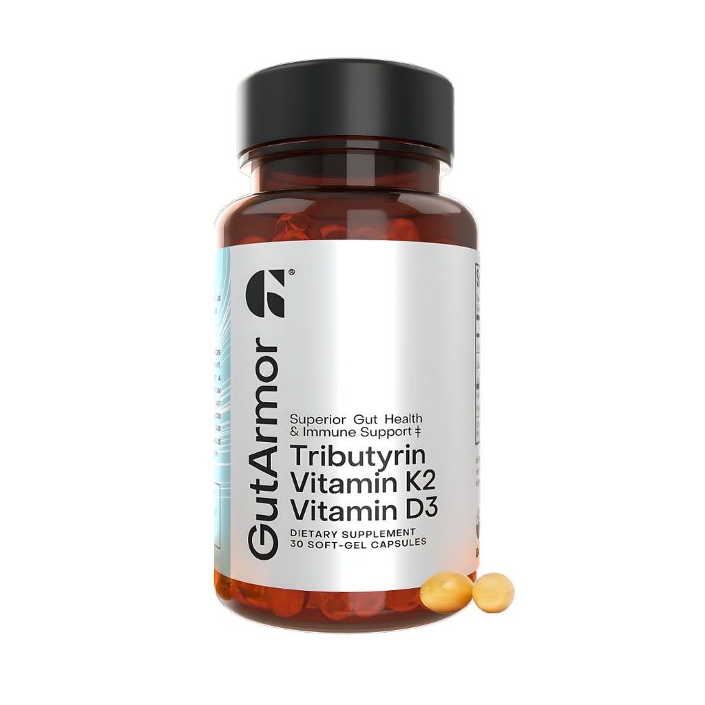 Gut & Heart Health + Imunitní podpora 124; 1 Měsíční zásoba 124; 30 Soft Gel Kapsle 124; Čistá Butyrate 350mg & Vitamin D3 2000IU & Vitamin K2 120mcg Vitamin 124; Zdraví srdce 124; Gastrointestinální podpora