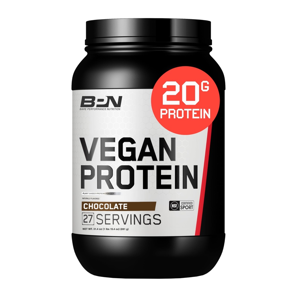 BARE PERFORANCE NUTRITION Vegan Protein, Plant Based Protein, Pea Protein, Meloun Protein a dýňový protein, přirozeně slazené a ochucené (27 Servings, Chocolate)