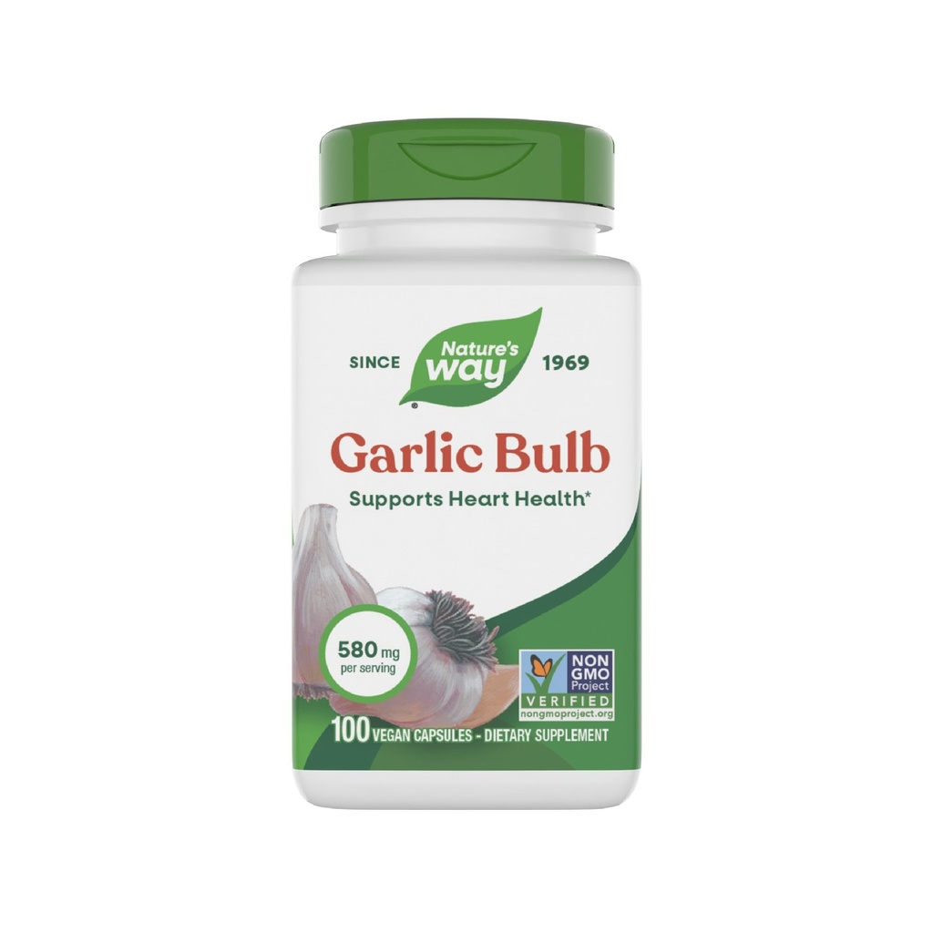 Nature 's Way Česnek Bulb, Podporuje Heart Health *, Non- GMO Projekt ověřen, 580 mg na servírování, Vegan, 100 Kapsle (Balení květen Vary)