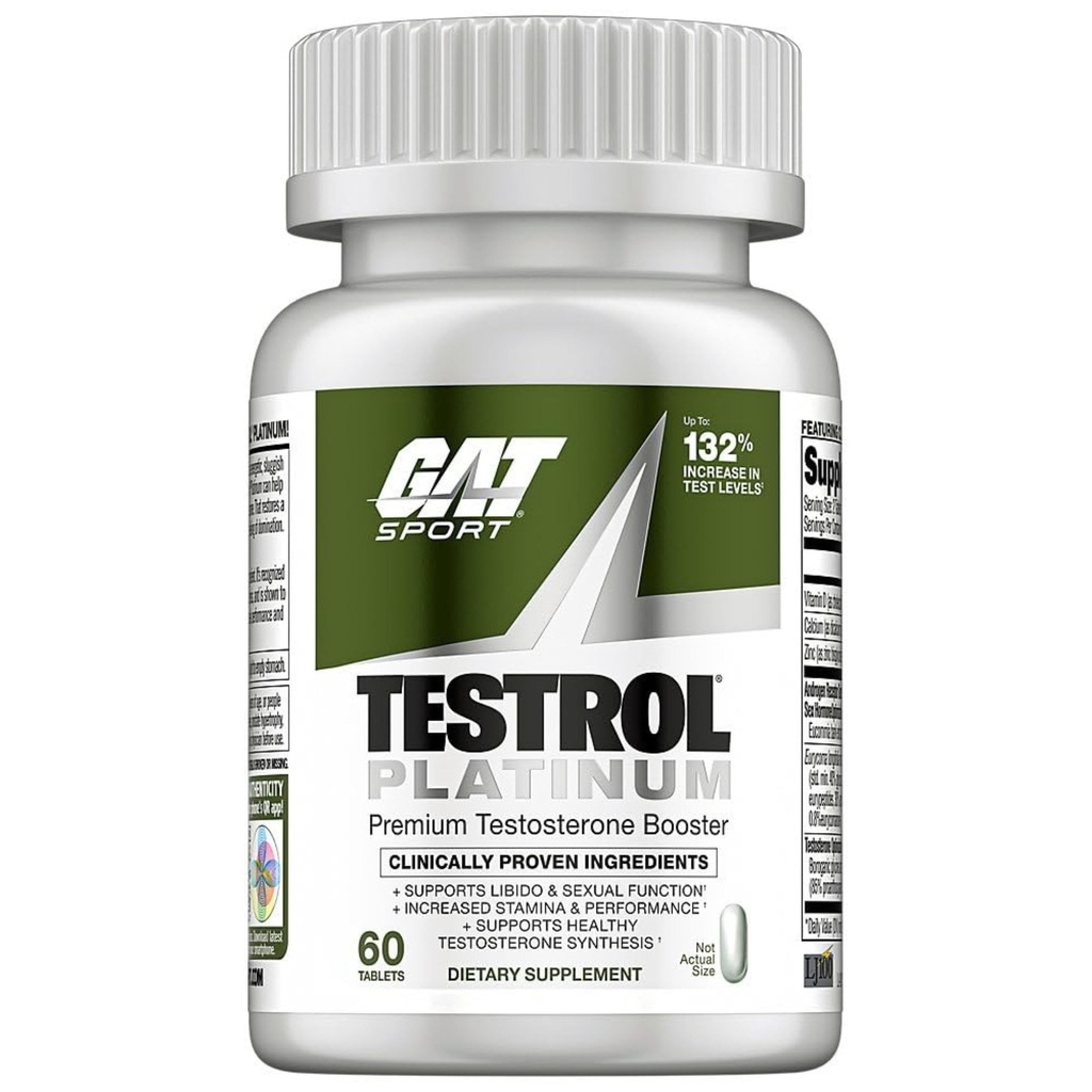 Testrol Platinum, Test Booster pro muže podle GAT Sport Stamina + Libido + Testosteron Boost, Boron, Vitamin D, Zinek, 60 Tablet