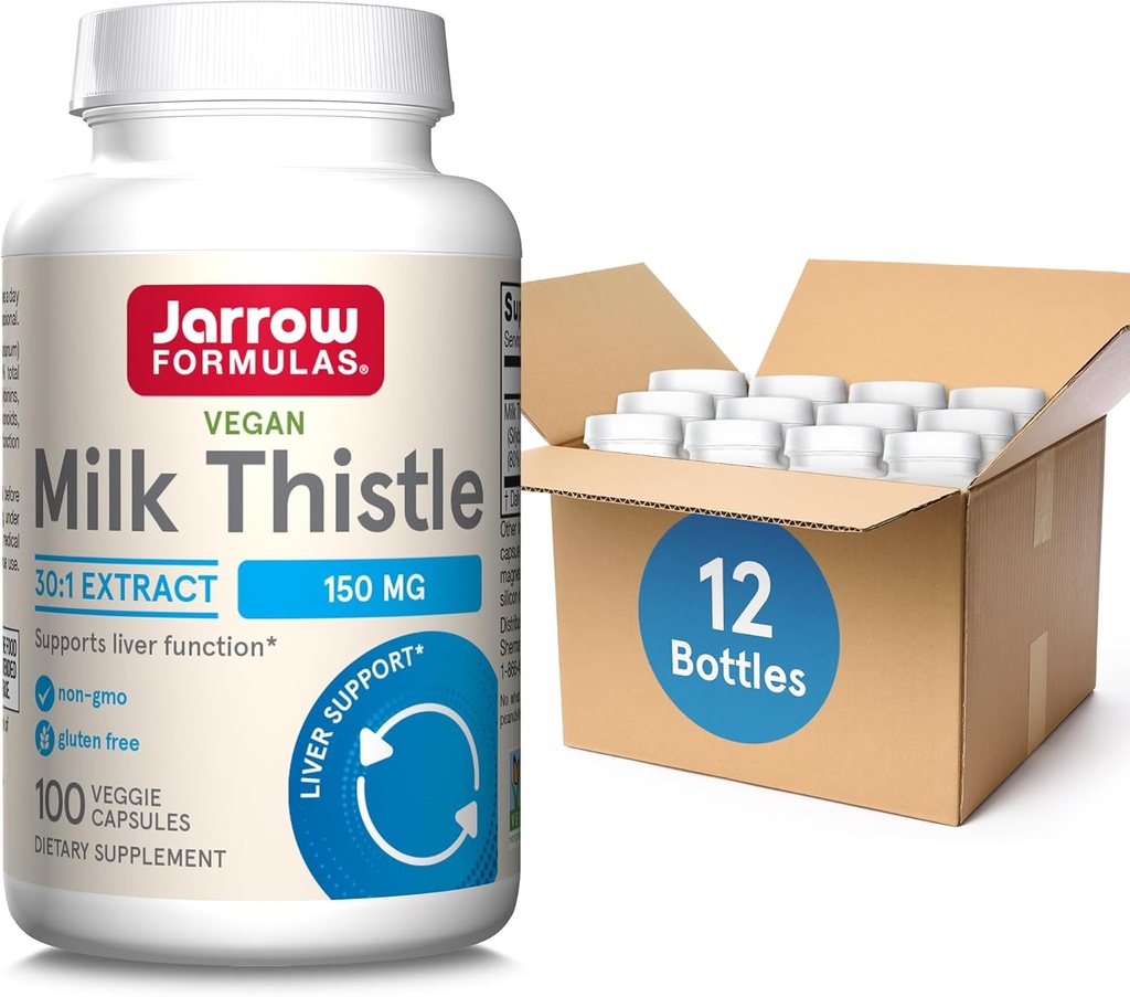 Jarrow Dispersas Milk Thistle 150 mg - Antioxidant Supporting Imunitation Response, Jaterní funkce & Glutathione - Až 100 porcí (Veggie Kapsle), balení po 12 ks