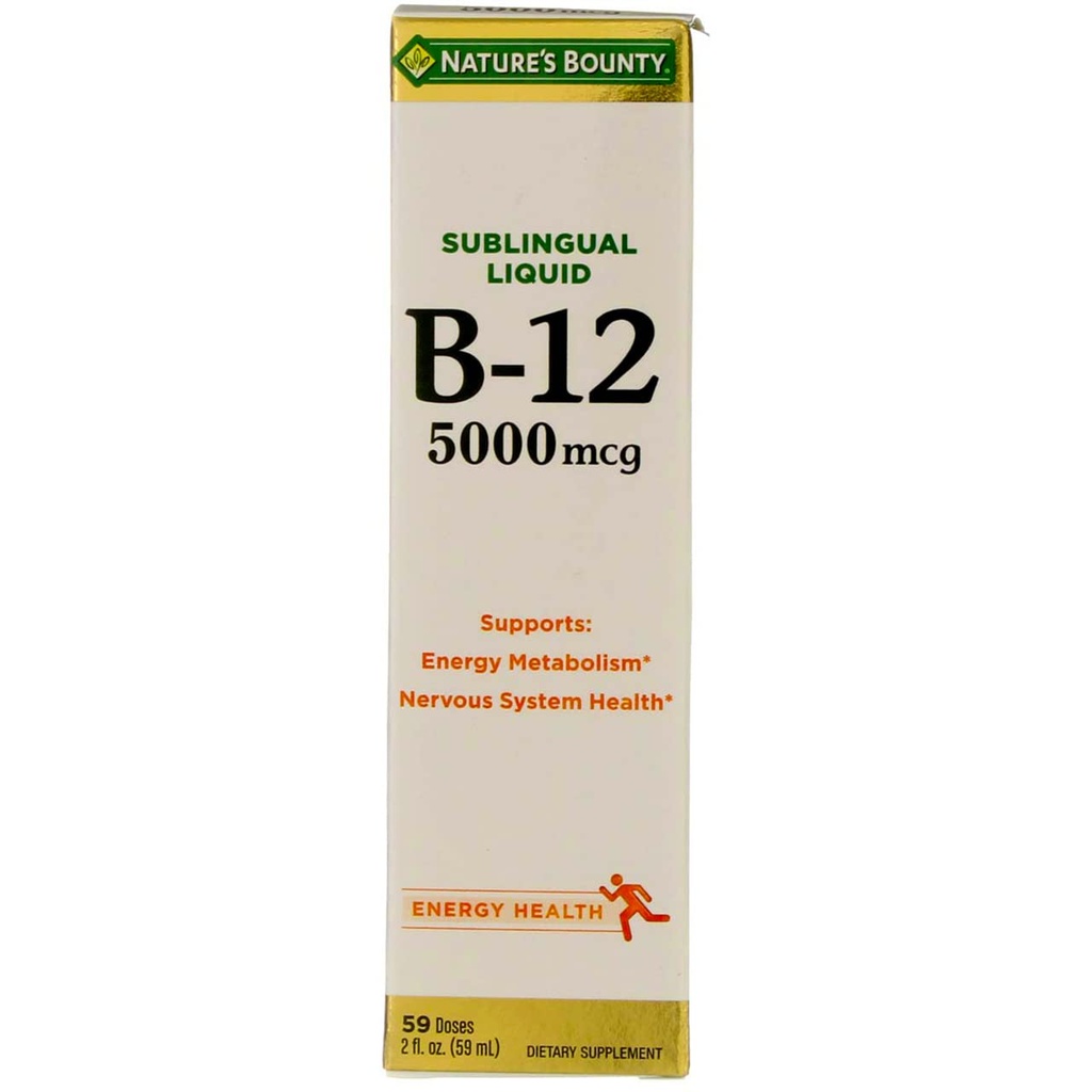 Přírodní Bounty B-12 5000 mcg Sublingual Liquid Energy Health 2 oz (balení po 4)