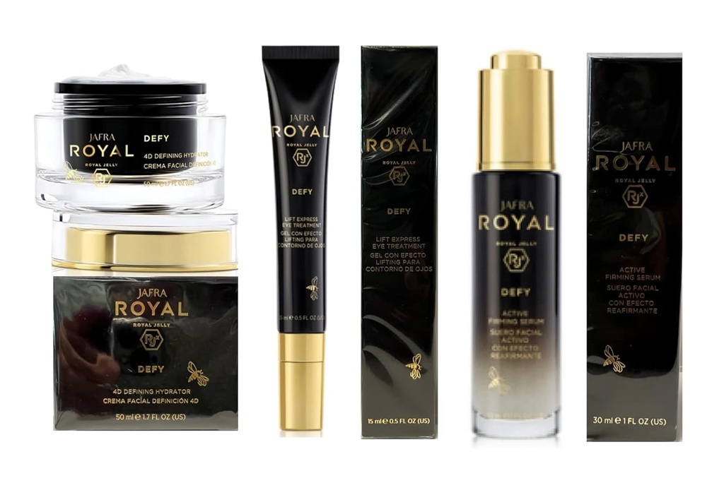 Jafra Royal Jelly Defy Trio- 4D Degin Hydrator / Aktivní fixní sérum / Oční léčba