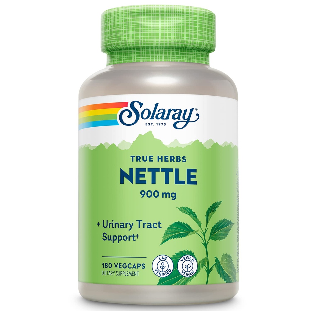 SOLARAY Nettle Leaf 450mg Zdravá ledvina, močení a podpora prostaty Tradiční použití pro zdravé alergické reakce a Respirační Wellness 180 CT