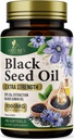Black Seed Oil Softgels 1000mg - Premium Nigella Sativa Blackseed, Pure Natural Black Cumin Seed Oil & Antioxidant for Skin & Imunitation Support - Non GMO, Baleno v dodatku USA - 180 Softgels