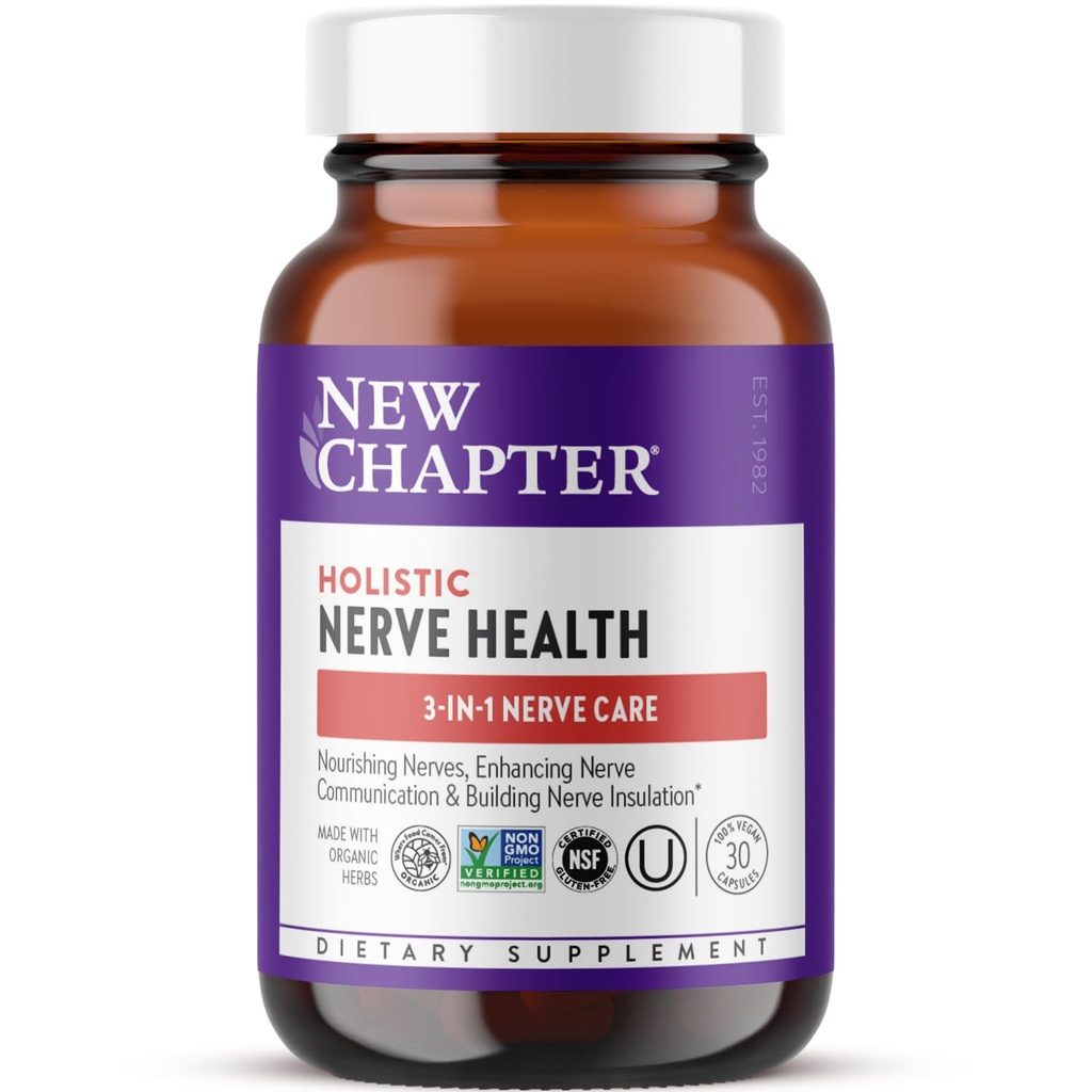 Nová kapitola Nerve Zdravotní dodatek pro 3-in-1 Podpora od hlavy do Toe - Vitamin B1 generuje energii pro nervy, Vitamin B6 zlepšuje zdraví přenos, Vitamin B12 Builds Isulation, 30ct