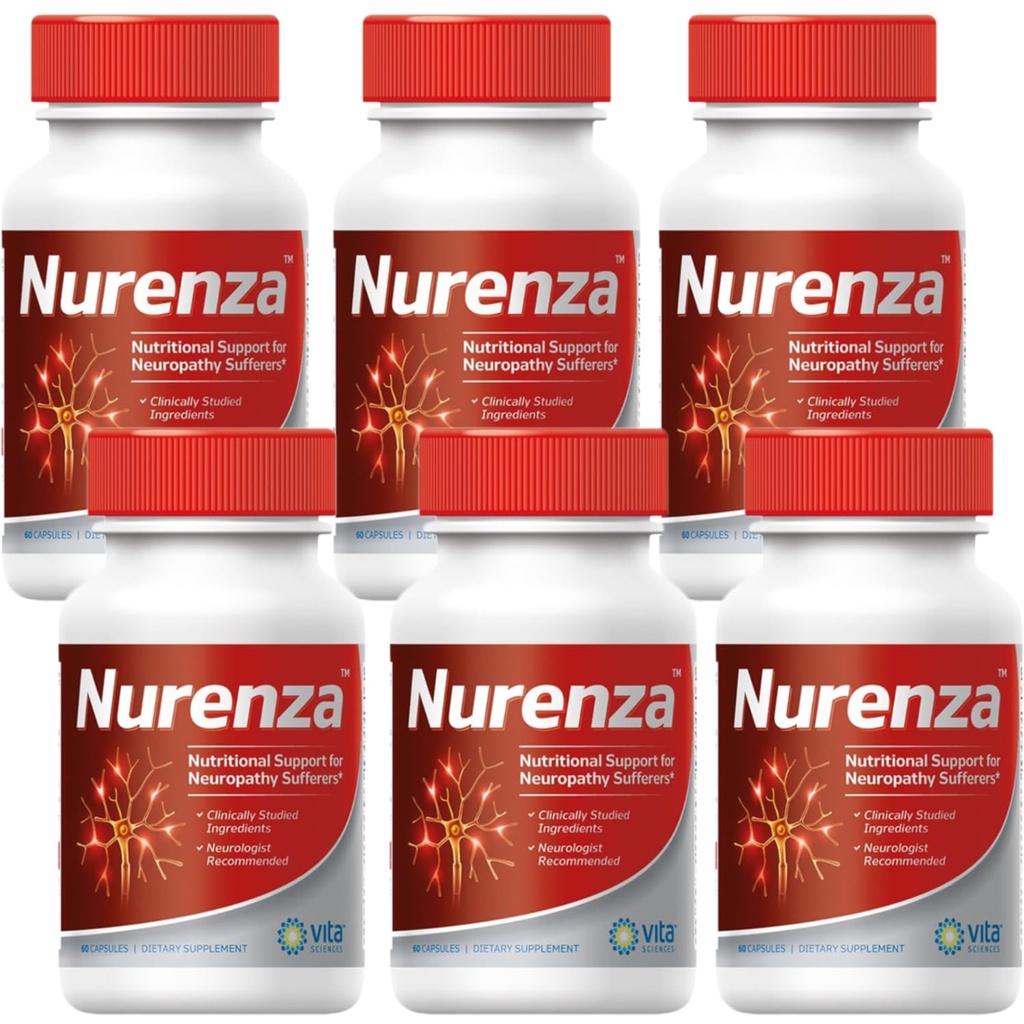 Vita Sciences Nurenza Neuropatie Relief Dodatek 40x Síla Přírodní R- ALA Form for Nerve Health, Rychlé opravy w / Vitamíny, Antioxidanty Revitalizace Nohy, Nohy, a Nohy. 60 Ct. - Balení po 6