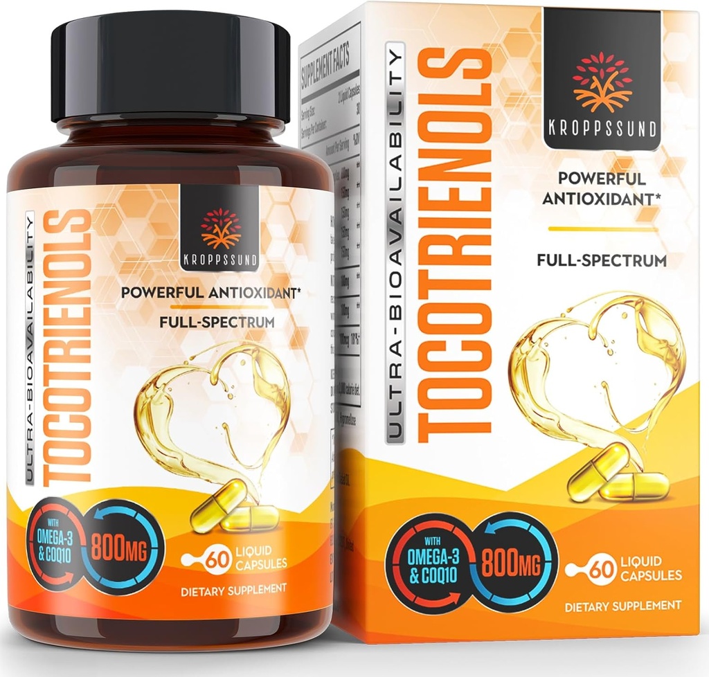 Kroppssund Tocotrienols 800mg dodatek 124; bohaté na vitamín E Tocotrienoly - 60 kapalné kapsle