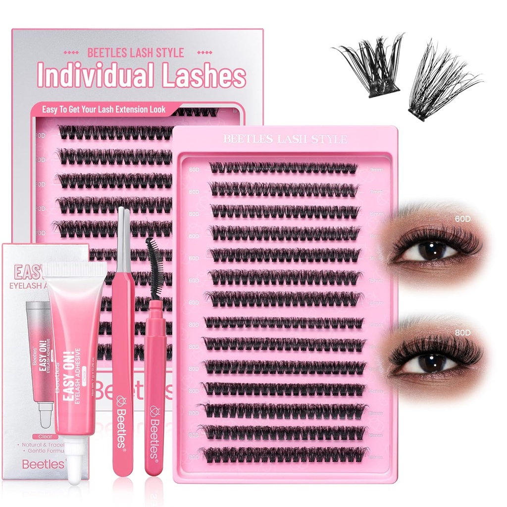 Beetles Lash Clusters Kit Love Expressing 60D 80D 9-18mm Eilash Clusters Kit 280ks Individuální Lash Extension D Curl 3D Fluffy False Eylash Extension DIY K009