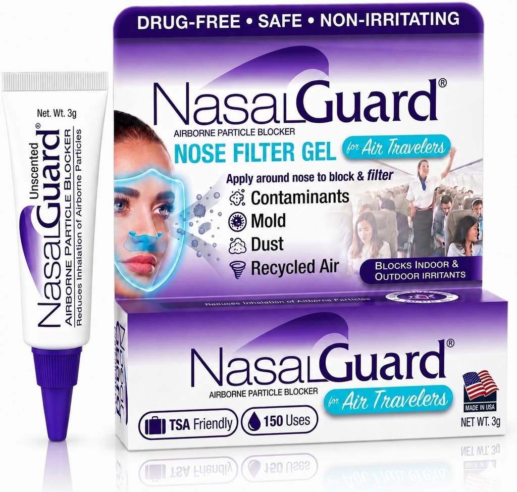 Airborne Particle Blocker Nasal Gel pro vzdušné cestovatele - Drog- Free, Non- dráždivé, Non- ospalost, Letadlo Travel Schválené (Nevoňavé) - Více než 150 Aplikace Per Tube (0.1 oz, balení po 1)