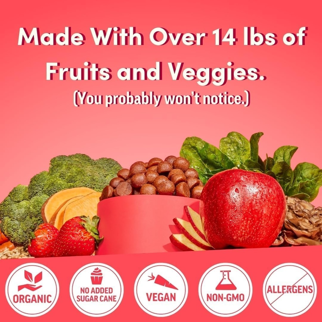 Llama Naturals Multivitamin pro ženy, Vegan, Organic Gummies with Vitamin D, C and K, Women 's Real Fruit Gummy Vitamíny, Žvýkací Multivitamin Dodatek, No Add Cugar Cane, Cherry, 120 Ct