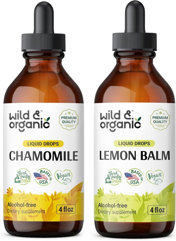 Wild & Organic Heřmánek Tincture 4 fl oz & Lemon Balm Tincture 4 fl oz