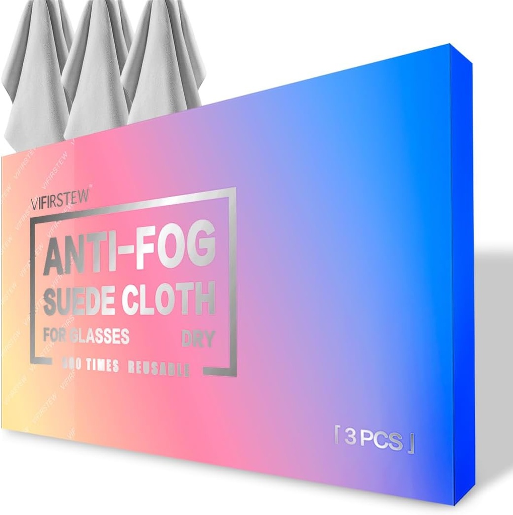 Suchý oděv proti mlhovině, 3 balení Antifogging Cloth for Eyeggles, Screen, Goggles, Reuse and Portable Cleaning Cloth Lens Wipe for Coated Eyeggles with Maskes