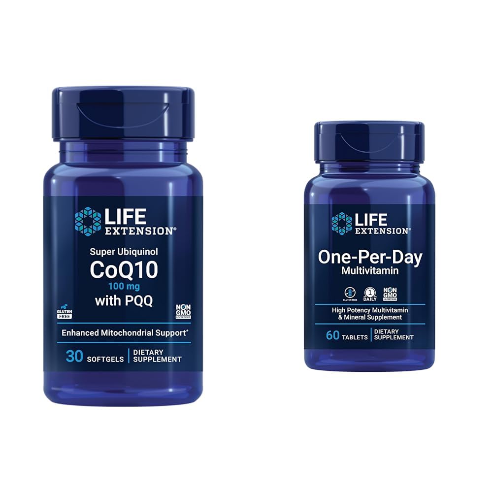 Life Extension Super Ubiquinol CoQ10 s PQQ, CoQ10, PQQ, shilajit, Heart Health & One- Per- Day Multivitamin - Baleno s více než 25 vitamíny, Minerály a rostlinné extracts