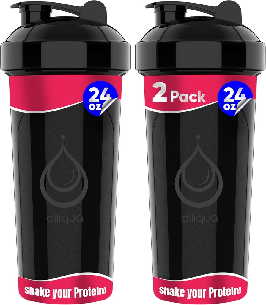 2 PACK, Double 24 oz Shaker Lahvičky s výkonnými Wire Whisky pro proteinové směsi 124; Pronikavý mixér Shaker Lahvičky (Black) 124; BPA-Free & Myčka nádobí Bezpečné 124; Shaker Cup pro proteinové shakes