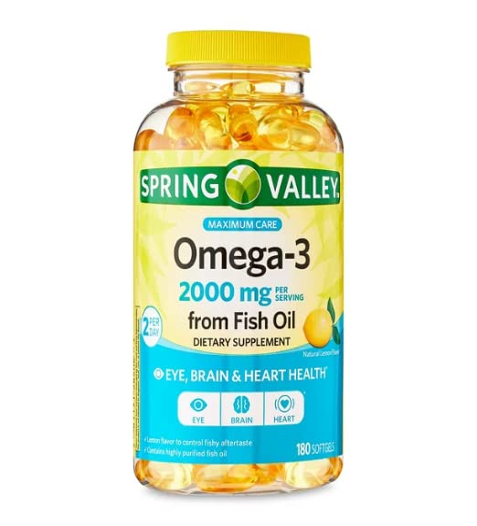 Jarní údolí Omega-3 z Fish Oil Maximum Care Softgels, 2000mg, 180 Počet