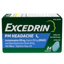 Excedrin PM pro úlevu od bolesti hlavy, Acetaminophen 250mg, Aspirin 250mg, Difenhydramin Citrát 38mg, Reliever bolesti, Noční spánková pomoc, 24 Počet