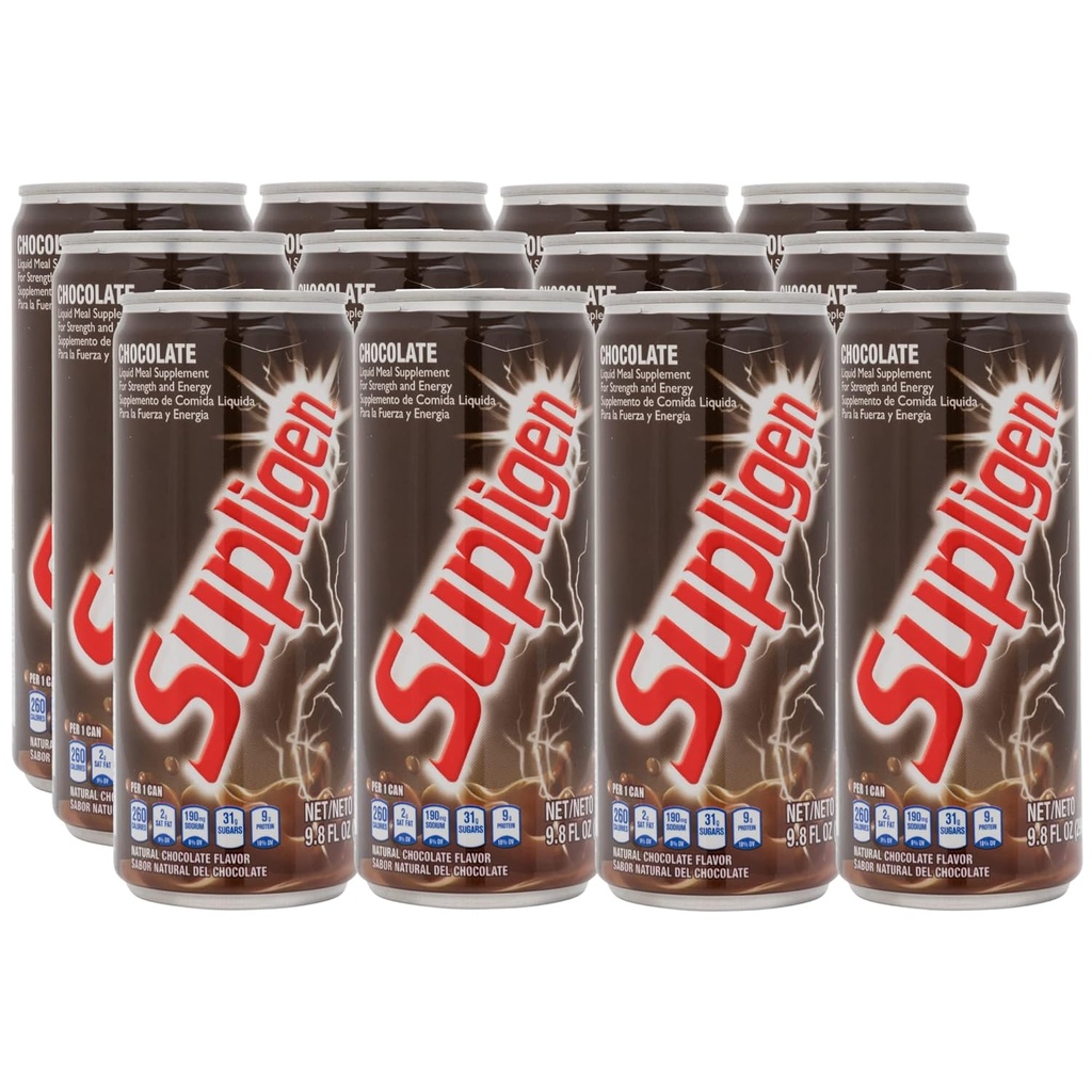 Supligen Čokoláda Liquid Meal dodatek, 9.87 oz (balení po 12) - Protein & Vitamin Shake for Energy, Síla & Recovery - Ready- to- Drink Nutritional Meal