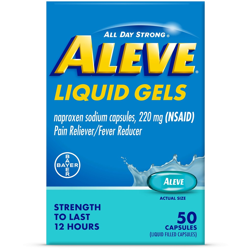 Aluve Liquid Gels, Naproxen Sodná sůl pro zmírnění bolesti - 50 Počet