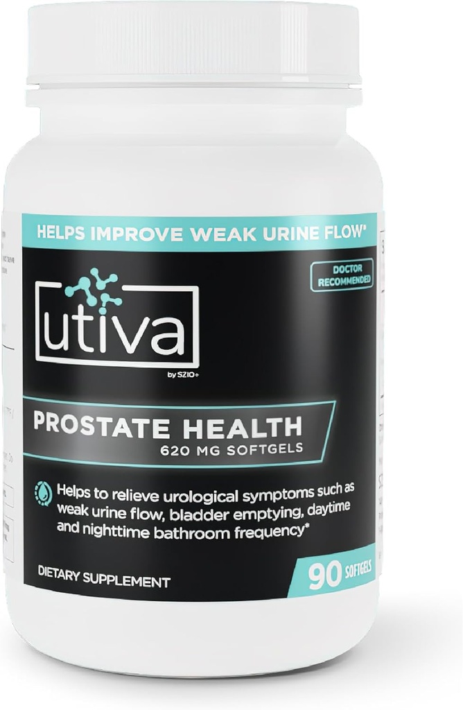 Utiva Prostate Zdravotní dodatek pro muže - Přírodní vzorec pro funkci prostaty a tok moči - Beta- Sitosterol a Saw Palmetto Prostate Dodatek - Made in Canada, 90 Softgels