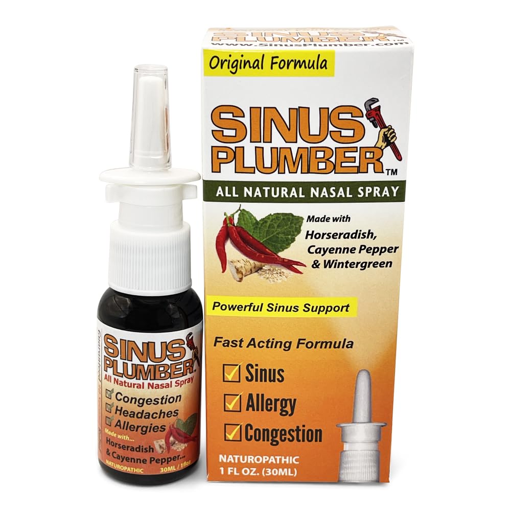 Sinus Plumber Pepper Nasal Spray, Alergie a Sinus Relief, zácpa, bolesti hlavy, 1 fl oz