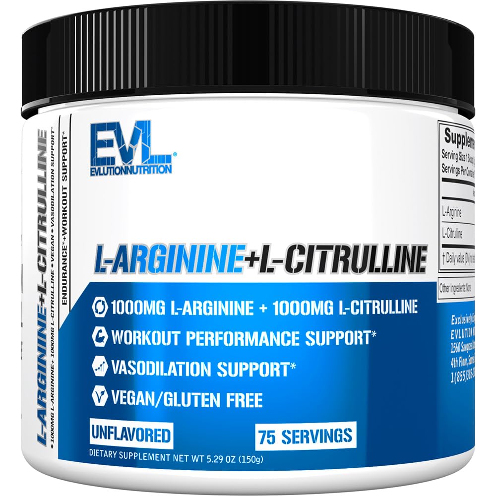 Eluce Nutrition L- Arginin + L- Citrulline - Vytrvalost + Performance Supplement - 2000mg Complex - Vasodilation + Nitric Oxide Support - Vegan + gluten Free Powder - 75 Servings