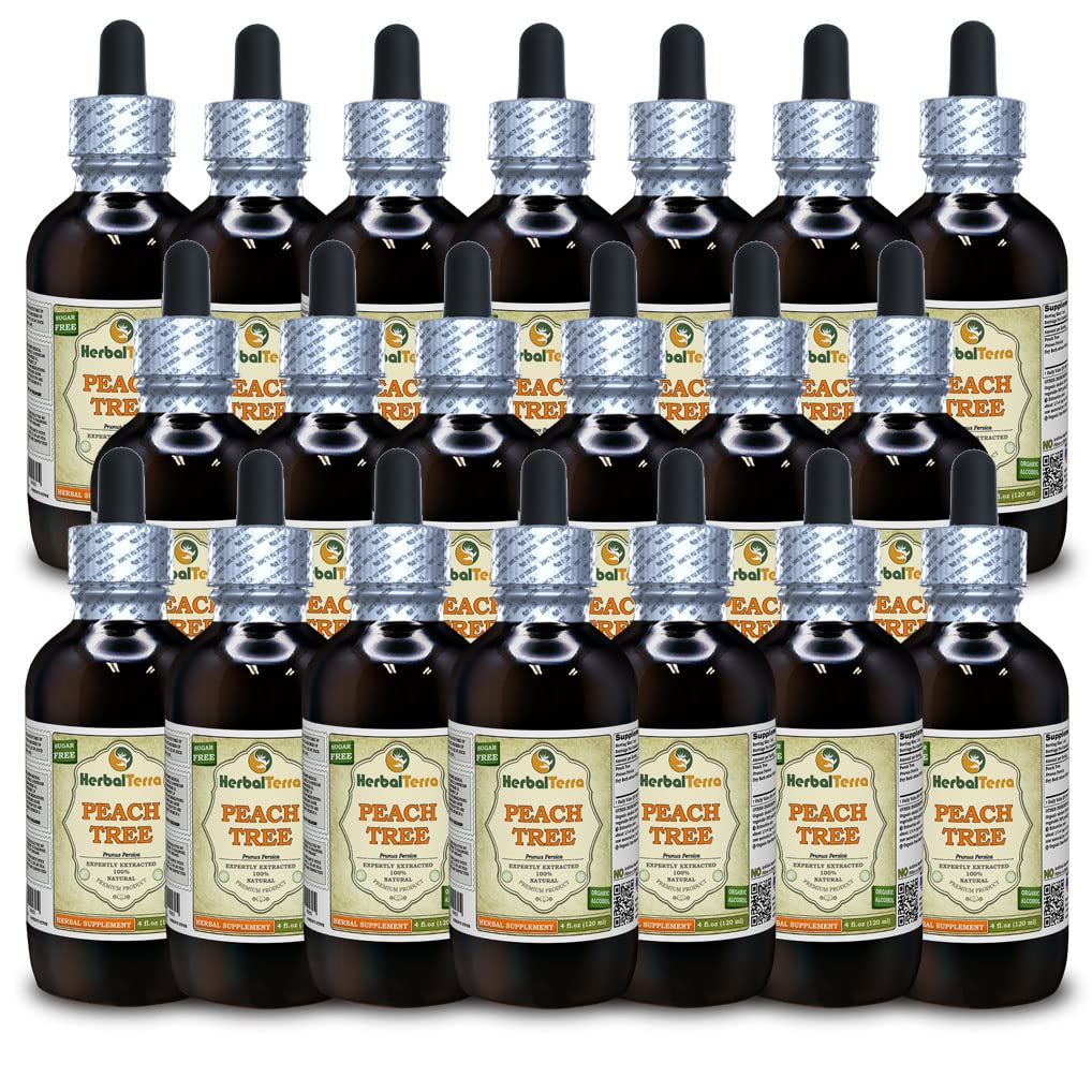 Peach Tree (Prunus Persica) tinktura, sušený tekutý extrakt z Bark (značka: HerbalTerra, Proudly Made in USA) 20x4 fl.oz (20x120 ml)