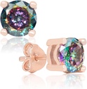 Ručně vyráběné Rose Gold Pokovené přírodní mystické Topaz Sterling Silver Stud Náušnice