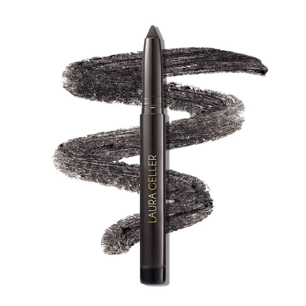 LAURA GELLER NEW YORK Kajal Longwear Kohl Eiliner Pencil - Deep Charcoal Kohl - Caffeine and Vitamin E - Smooth & Blendable Liner - Built- In Sharpener