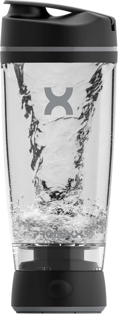 Promixx Original Shaker Bottle - Battery-power for Smooth Protein Shakes - BPA Free, 20oz Cup (Black)