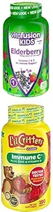 Bundle of Vitafusion Kids Elderberry Gummy Vitamíny, 60Ct + Lil Critters Kids Imunní C Gummy Dodatek: 60 nebo 120mg vitamin C per Serving, 190 Počet (95-190 Den dodávky)