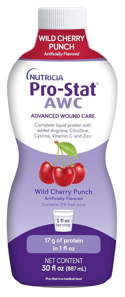 Pro- Stat Advanced Wound Care (AWC), Koncentrované tekuté bílkoviny lékařské potraviny - Wild Cherry Punch Flavor, 30 Fl Oz láhev