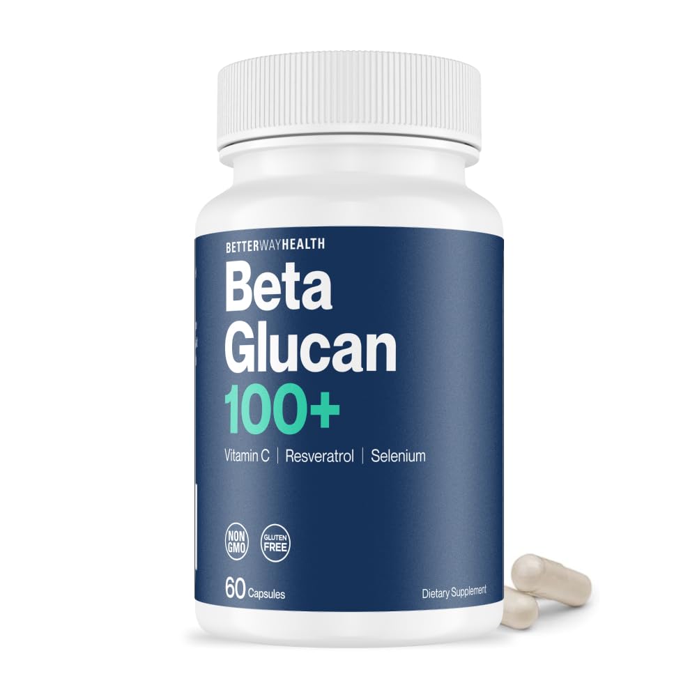 Lepší způsob Zdraví Pokročilá imunitní reakce - 1,3 / 1,6 Beta Glucan s vitamínem C, Selen & Resveratrol - Doplněk pro imunitní podporu NK buněk a phagocytózy - 60 Kapsle