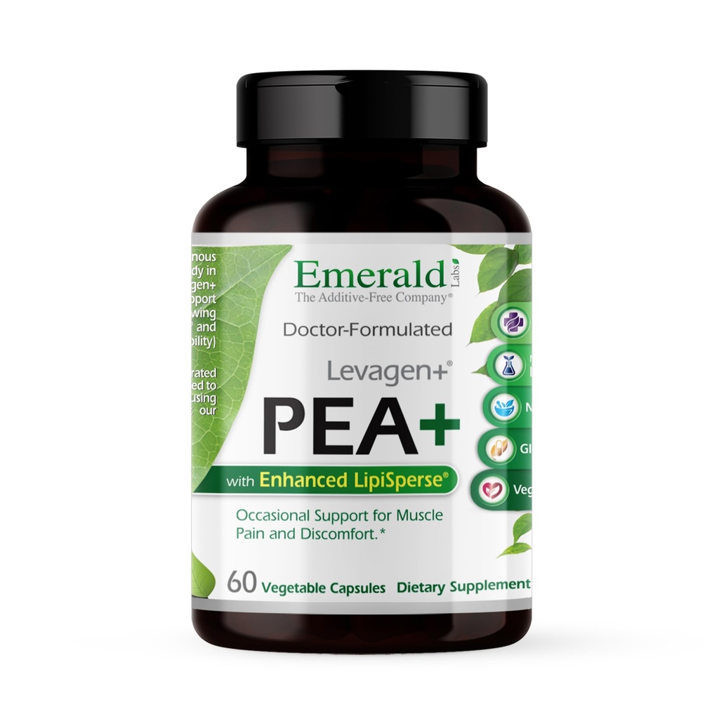 Emerald Laboratories Pea + with Levagen + - Support Joint & Muscle Health with Meriva Curcumin, OptiMSM & Levagen + Pea * - Non- GMO, Vegan, Gluten- Free - 60 Zeleninové kapsle