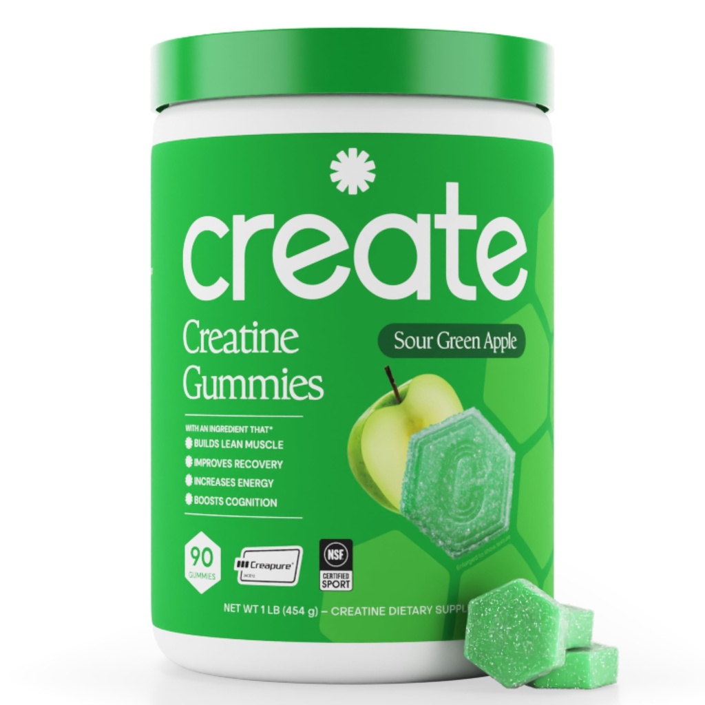 Tvorba monohydrátové žvýkačky pro muže a ženy - zvýšení koncentrace, síla, a endurance, anti- Melting Formule, Vegan, gluten- Free, Non- GMO, 1.5 Gram Creatine per Gummy (Sour Green Apple, 90 ct)