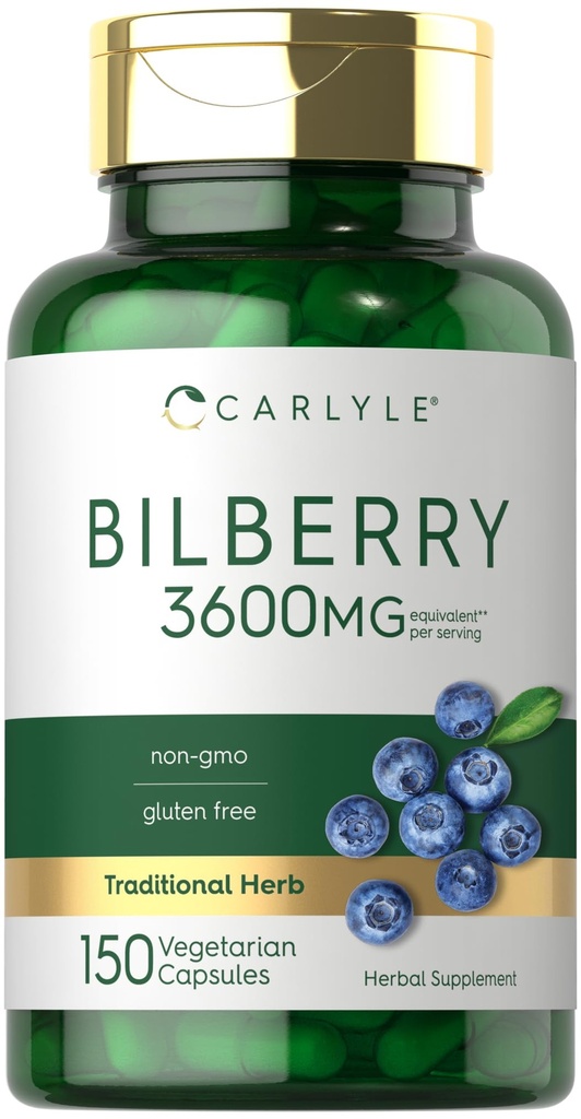 Carlyle Bilberry Extract Kapsle 124; 3600mg Supplium 124; 150 Count Current 124; Vegetarian, Non- GMO, gluten zdarma ovocný dodatek