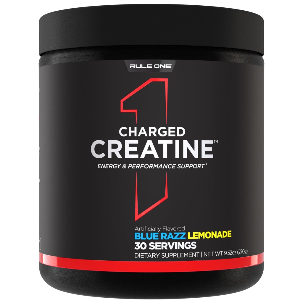 Pravidlo 1 Nálože Creatine - Multifunkční cvičení doplněk s Creatine, Electrolyte, a energetické směsi pro intenzitu, výkon, & Hydration podporu (30 Služeb, Blue Razz Lemonade)