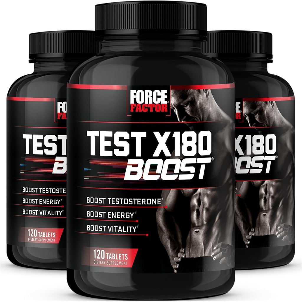 Force faktor test X180 Zvýšení, Testosteron Booster a doplněk energie pro muže, zvýšení energie, zvýšení Stamina, a zvýšení vitality, s D- aspartické kyseliny a Fenugreek, 120 Počet (balení po 3)