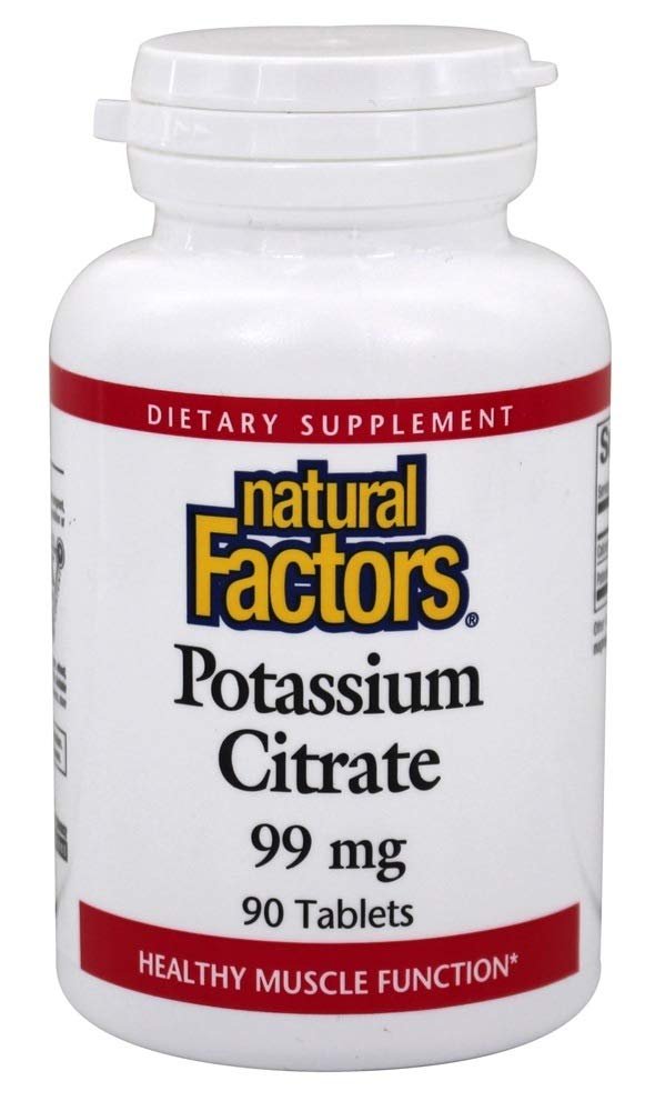 Přírodní faktory - Citrát draselný 99mg, podporuje zdravé svaly, nervy a srdce, 90 tablet