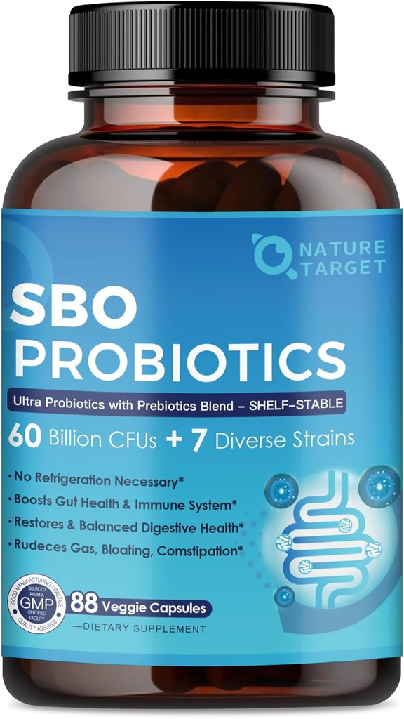 Probiotika pro ženy a muže stravitelné zdraví 60 Miliardy CFU Spore Probiotika s Prebiotika pro imunitní, Gut Zdraví, SBO Probiotická podpora Occasional Concurrency, Gas & Bloating, 88 Veggie Kapsle