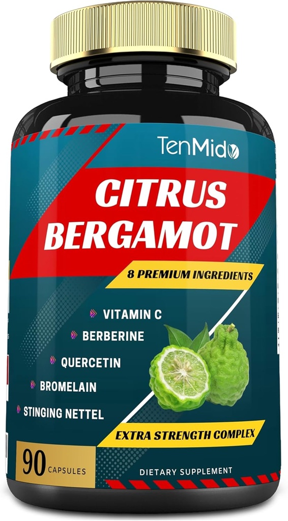 Citrus Bergamot Extract Kapsle s vitaminC, Berberine, Quercetin, Bromelain, Echinacea, Black Pepper - 3 měsíce Dodávka, 90 caps