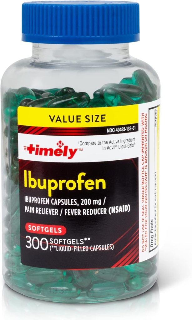 TIME- CAP Labs, INC. Včasné Ibuprofen 200mg - 300 Tekuté ponožky - Tablety úlevy od bolesti a redukce horečky - pro bolest hlavy, menstruační bolest, zuby Aches & Artritis Pain