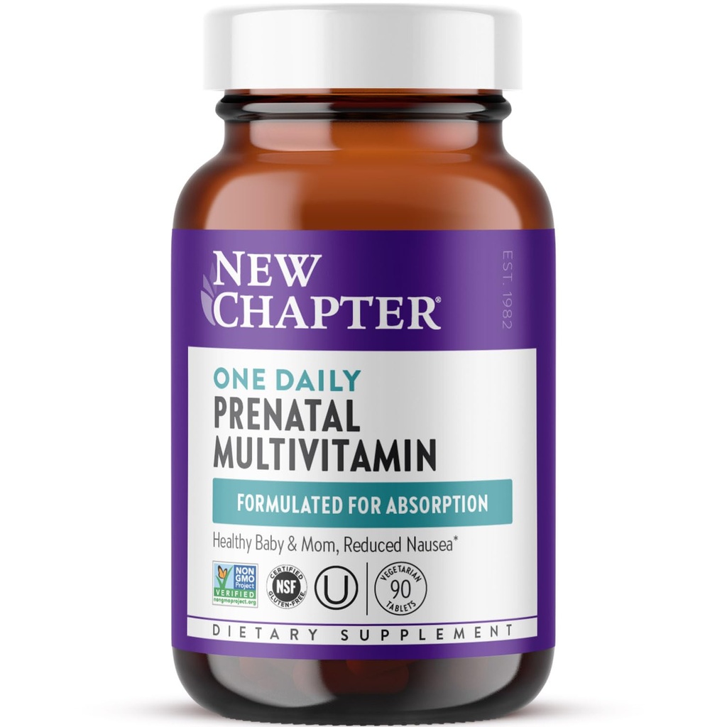 Nová kapitola Prenatal Vitamíny, Jeden denně Prenatal Multivitamin s methylfolátem + Cholin pro zdravé maminka & dítě, gluten Free & Non- GMO, 90 Počet