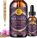 Mléko Thistle Extract Drops pro vyčištění jater Detox & Opravy, dodatek pro játra s kořen pampelišky, Artyčoky a kurkuma, All- Natural Bylinný doplněk pro podporu jater, Vegan, Non- GMO, 2 FL OZ